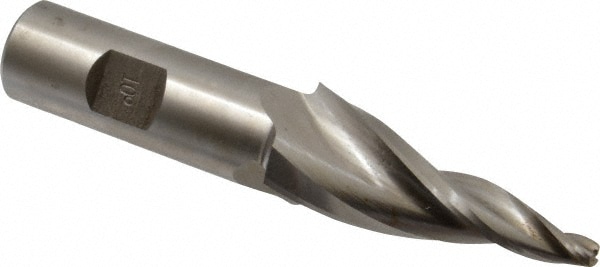 Made in USA T-309 Tapered End Mill: 10 ° per Side, 3/16" Small Dia, 2-1/4" LOC, 3 Flutes, High Speed Steel, Square End Image