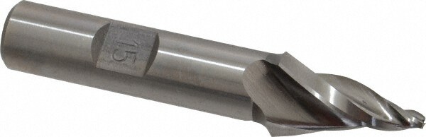 Made in USA V-104 Tapered End Mill: 15 ° per Side, 3/32" Small Dia, 1" LOC, 3 Flutes, High Speed Steel, Square End Image