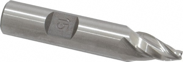 Made in USA V-202 Tapered End Mill: 15 ° per Side, 1/8" Small Dia, 1/2" LOC, 3 Flutes, High Speed Steel, Square End Image