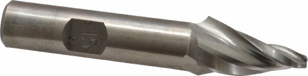 Made in USA V-204 Tapered End Mill: 15 ° per Side, 1/8" Small Dia, 1" LOC, 3 Flutes, High Speed Steel, Square End Image