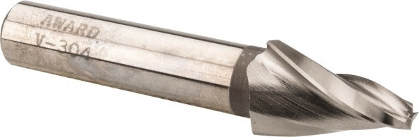 Made in USA V-304 Tapered End Mill: 15 ° per Side, 3/16" Small Dia, 1" LOC, 3 Flutes, High Speed Steel, Square End Image