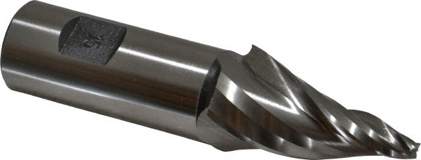 Made in USA V-308 Tapered End Mill: 15 ° per Side, 3/16" Small Dia, 2" LOC, 3 Flutes, High Speed Steel, Square End Image