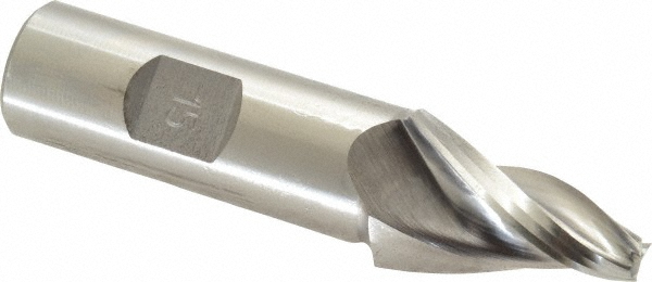 Made in USA V-405 Tapered End Mill: 15 &deg; per Side, 1/4" Small Dia, 1-1/4" LOC, 3 Flutes, High Speed Steel, Square End Image