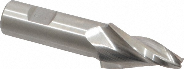 Made in USA V-406 Tapered End Mill: 15 &deg; per Side, 1/4" Small Dia, 1-1/2" LOC, 3 Flutes, High Speed Steel, Square End Image