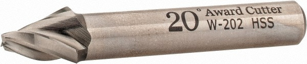 Made in USA W-202 Tapered End Mill: 20 &deg; per Side, 1/8" Small Dia, 1/2" LOC, 3 Flutes, High Speed Steel, Square End Image
