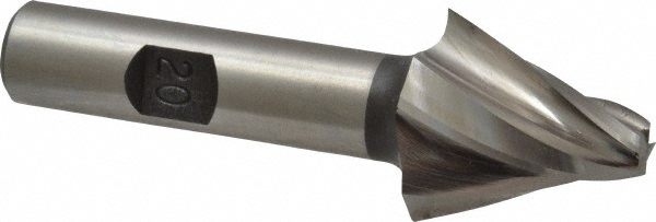 Made in USA W-404 Tapered End Mill: 20 &deg; per Side, 1/4" Small Dia, 1" LOC, 4 Flutes, High Speed Steel, Square End Image