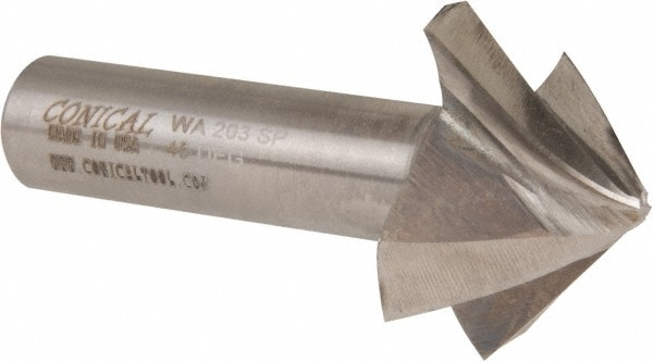 Made in USA 45-203 Tapered End Mill: 45 ° per Side, 1/8" Small Dia, 3/4" LOC, 4 Flutes, High Speed Steel, Square End Image