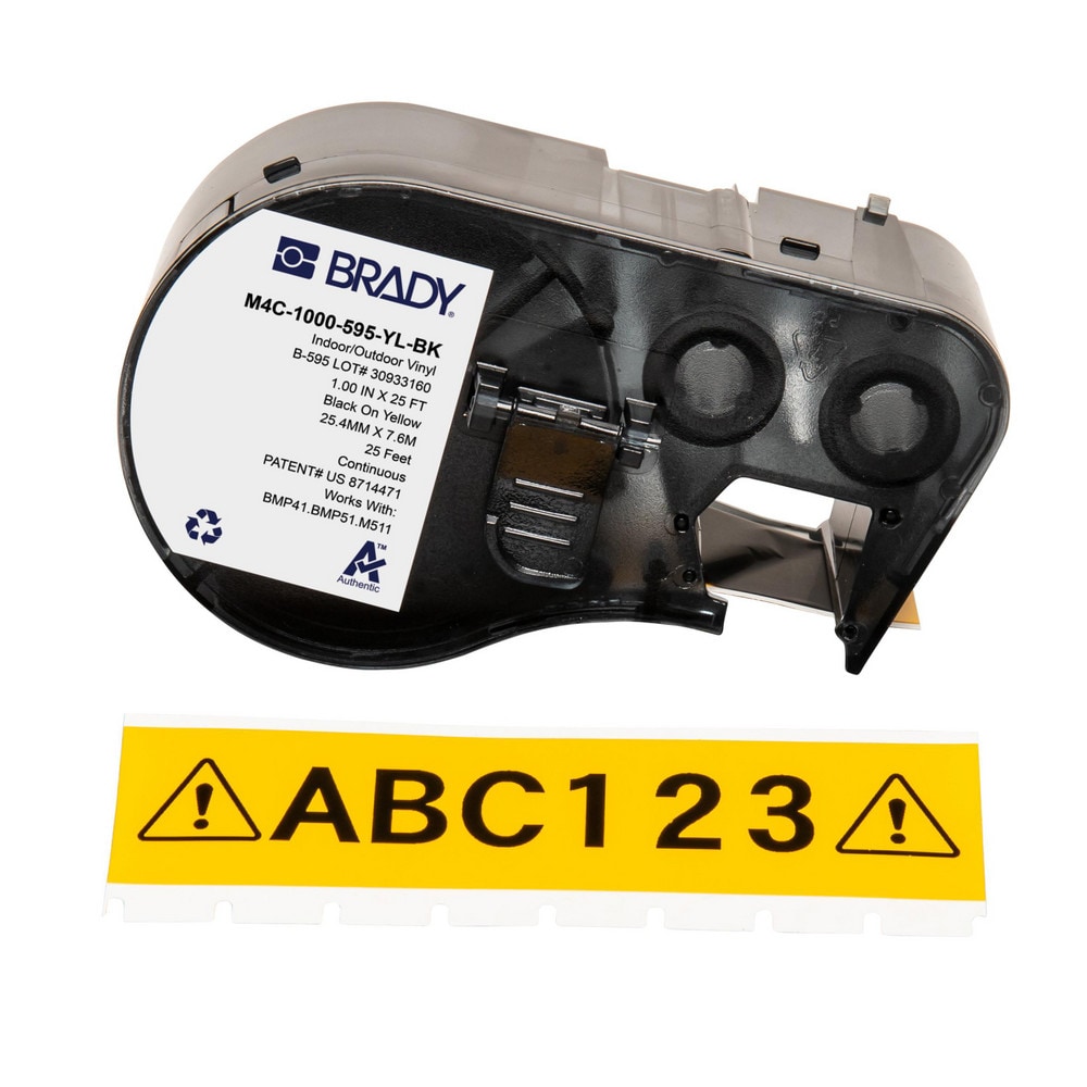 Labels, Ribbons & Tapes; Application: Label Printer Cartridge ; Type: Label Printer Cartridge ; Color Family: Yellow ; Color: Black on Yellow ; For Use With: BMP41; BMP51; BMP53; M511 ; Width (Inch): 1