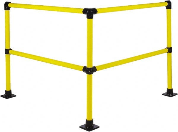Hollaender 50121 Pipe Rail Kits; Kit Style: Corner Section ; Overall Length: 4.0 ; Material: Steel; Steel ; Color: Black/Yellow ; Contents: (1) Side Elbow; (1) Side Outlet; (2) 46" Pipes; (2) 47" Pipes; (2) Elbows; (2) Tees; (3) 40" Pipes; (3) Floor Flanges 