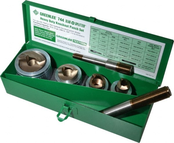 7 Piece, 22.5 to 43.2mm Punch Hole Diam, Hydraulic Knockout Set