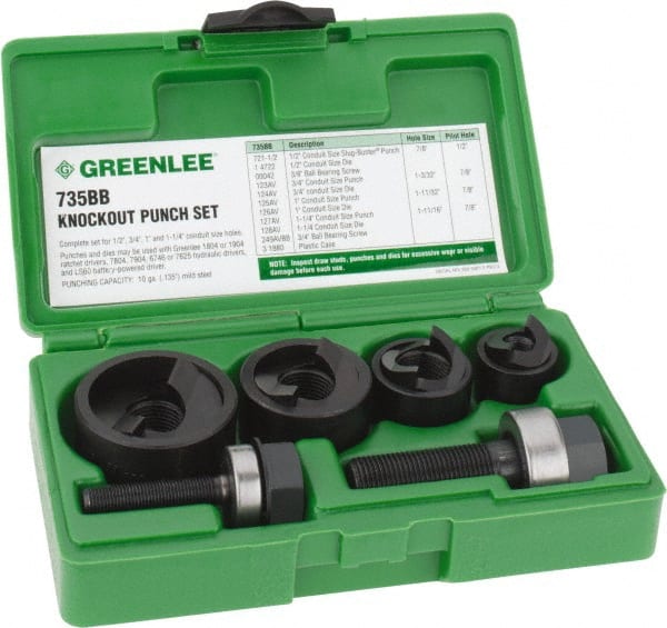 11 Piece, 1/2 to 1-1/4" Punch Hole Diam, Manual Knockout Set