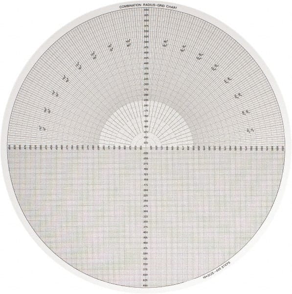 14 Inch Diameter, Grid and Radius, Mylar Optical Comparator Chart and Reticle