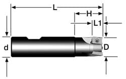 Cutting Tool Technologies ZEM-070 3/4" Cut Diam, 0.38" Max Depth, 3/4" Shank Diam, Weldon Shank, 3.38" OAL, Indexable Square-Shoulder End Mill Image