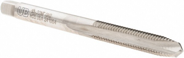 Round Shank with Square End H2 Tolerance UNC High-Speed Steel Hand Tap 8-32 Thread Size 3 Flute Finish Uncoated Bright Plug Chamfer Union Butterfield 1528