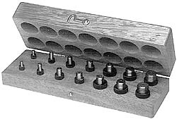 Tapped Hole Location Gage Sets; Thread Size Range: #10-24 to 5/8-11 ; Number of Pieces: 7 ; Thread Size: #10-24; 1/2 in - 13; 1/4 in - 20; 3/8 in - 16; 5/16 in - 18; 5/8 in - 11; 7/16 in - 14 ; PSC Code: 5210