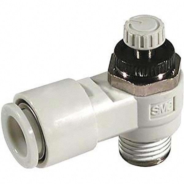 Air Flow Control Valve: Flow Control Elbow, PBT, 6mm Tube OD