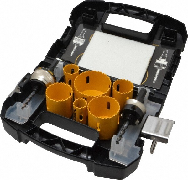 Electrician's Hole Saw Kit: 9 Pc, 7/8 to 2-1/2" Dia