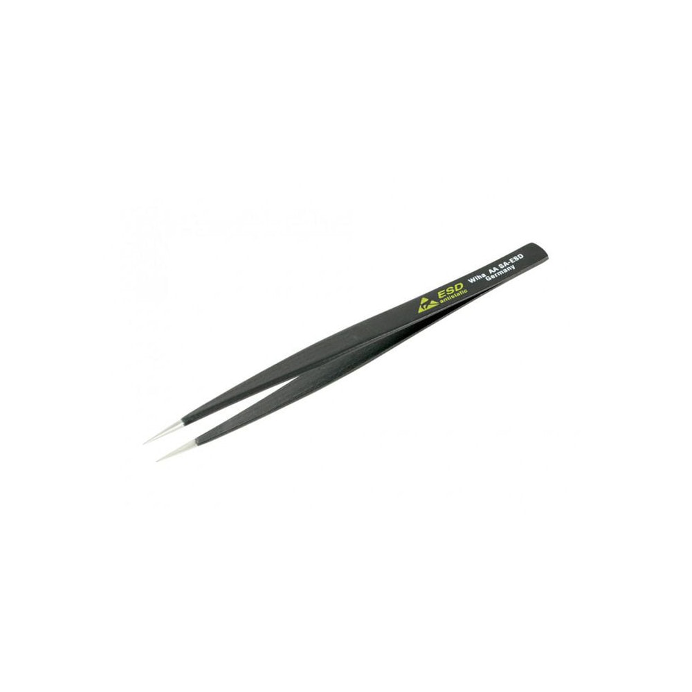 Wiha 44501 ESD Safe Tweezer: AA-SA, Stainless Steel, Universal Fine Point Tip, 5-1/8" OAL Image