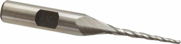 Made in USA BL-004 Tapered End Mill: 2 &deg; per Side, 1/16" Small Dia, 1" LOC, 3 Flutes, High Speed Steel, Ball End Image