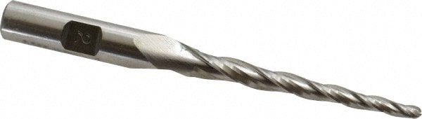 Made in USA BL-208 Tapered End Mill: 2 ° per Side, 1/8" Small Dia, 2" LOC, 3 Flutes, High Speed Steel, Ball End Image