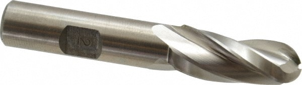 Made in USA BL-805 Tapered End Mill: 2 ° per Side, 1/2" Small Dia, 1-1/4" LOC, 3 Flutes, High Speed Steel, Ball End Image