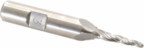 Made in USA BM-103 Tapered End Mill: 3 &deg; per Side, 3/32" Small Dia, 3/4" LOC, 3 Flutes, High Speed Steel, Ball End Image