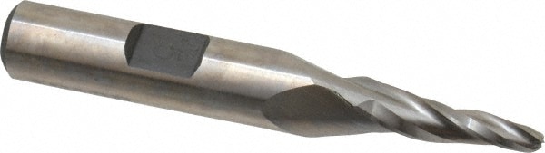 Made in USA BO-203 Tapered End Mill: 5 ° per Side, 1/8" Small Dia, 3/4" LOC, 3 Flutes, High Speed Steel, Ball End Image