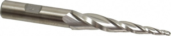 Made in USA BO-210A Tapered End Mill: 5 ° per Side, 1/8" Small Dia, 2-1/2" LOC, 3 Flutes, High Speed Steel, Ball End Image