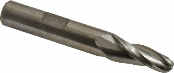 Made in USA BO-403 Tapered End Mill: 5 ° per Side, 1/4" Small Dia, 3/4" LOC, 3 Flutes, High Speed Steel, Ball End Image