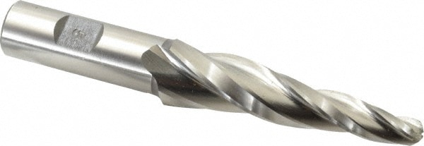 Made in USA BO-613 Tapered End Mill: 5 ° per Side, 3/8" Small Dia, 3-1/4" LOC, 3 Flutes, High Speed Steel, Ball End Image