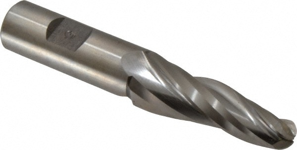 Made in USA BO-809 Tapered End Mill: 5 ° per Side, 1/2" Small Dia, 2-1/4" LOC, 3 Flutes, High Speed Steel, Ball End Image