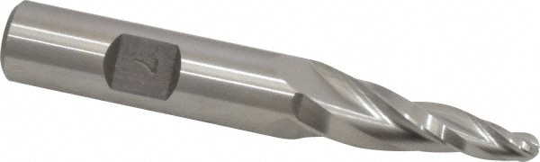 Made in USA BR-305 Tapered End Mill: 7 ° per Side, 3/16" Small Dia, 1-1/4" LOC, 3 Flutes, High Speed Steel, Ball End Image