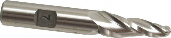 Made in USA BR-405 Tapered End Mill: 7 ° per Side, 1/4" Small Dia, 1-1/4" LOC, 3 Flutes, High Speed Steel, Ball End Image