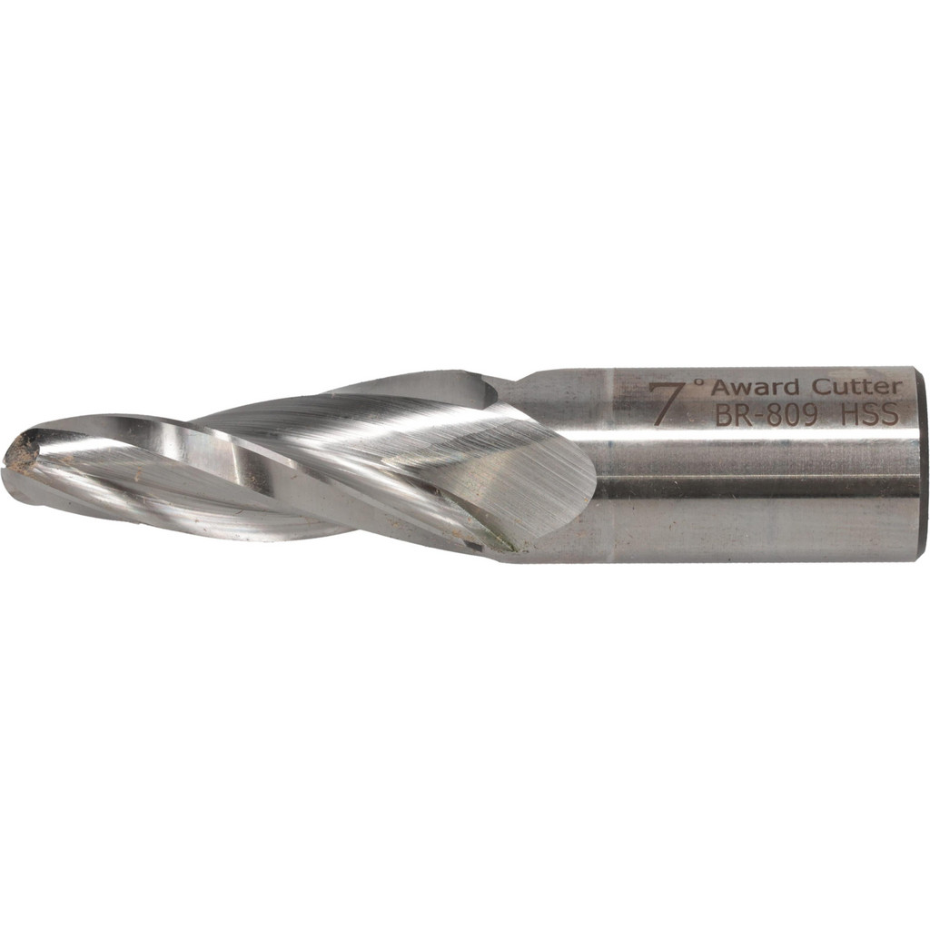 Made in USA | Value Collection Tapered End Mill: 7.00 deg per Side, 1/2" Small Dia, 2-1/4" LOC, 3 Flute, High Speed Steel, Ball End - 1" Shank Dia