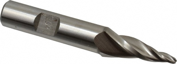 Made in USA BT-205 Tapered End Mill: 10 ° per Side, 1/8" Small Dia, 1-1/4" LOC, 3 Flutes, High Speed Steel, Ball End Image