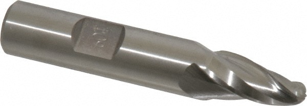 Made in USA BT-403 Tapered End Mill: 10 ° per Side, 1/4" Small Dia, 3/4" LOC, 3 Flutes, High Speed Steel, Ball End Image