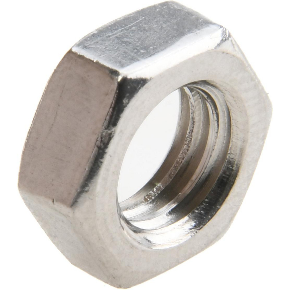 Jam Nut: 3/8-16, Grade 316 Stainless Steel, Bright/Uncoated Finish - Right Hand Thread, 9/16" Across Flats