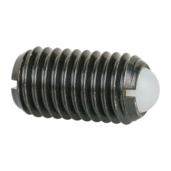 Threaded Ball Plunger: M12 x 1.75, 0.315" Ball Dia, 0.866" Body Length, 0.098" Max Ball Reach