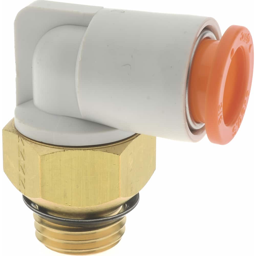 Push-to-Connect Tube Fitting: Male Elbow, 1/4" Thread, 3/8" OD