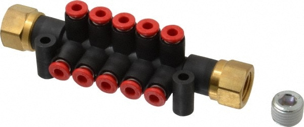 SMC PNEUMATICS KM12-03-35-10 Manifold: 1/4" Inlet, 5/32" Outlet, 2 Inlet Ports, 10 Outlet Ports Image