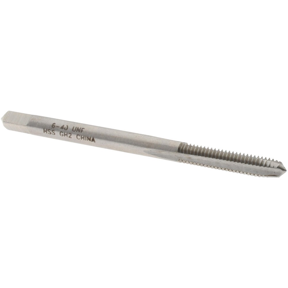 Straight Flute Tap: #6-40 UNF, 3 Flute, Plug Chamfer, HSS, Bright/Uncoated Finish