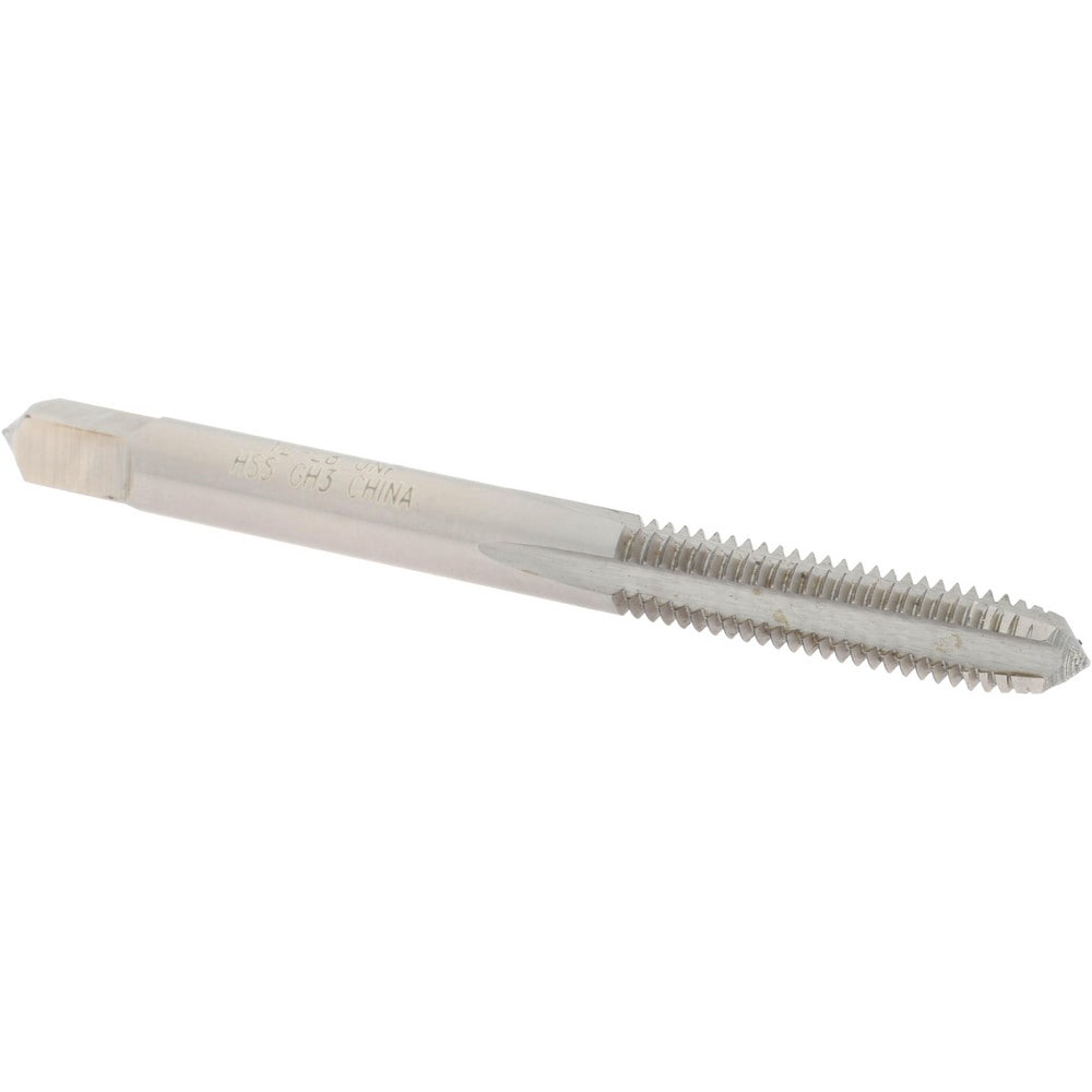 Straight Flute Tap: #12-28 UNF, 4 Flutes, Plug, 2B/3B Class of Fit, High Speed Steel, Bright/Uncoated