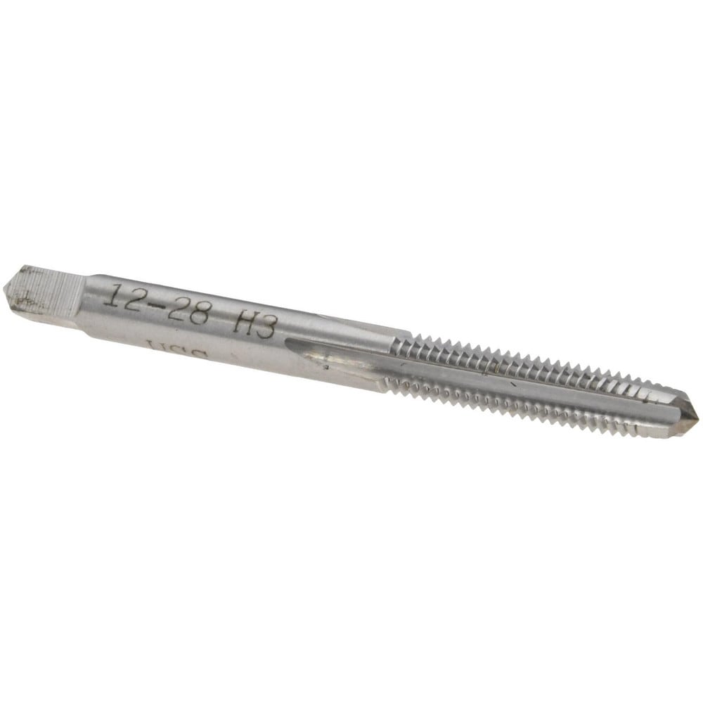 Straight Flute Tap: #12-28 UNF, 4 Flutes, Taper, 2B/3B Class of Fit, High Speed Steel, Bright/Uncoated
