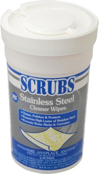 Scrubs 91930 Stainless Steel Cleaner & Polish: Wipes, Center Pull Bucket, Citrus Scent 