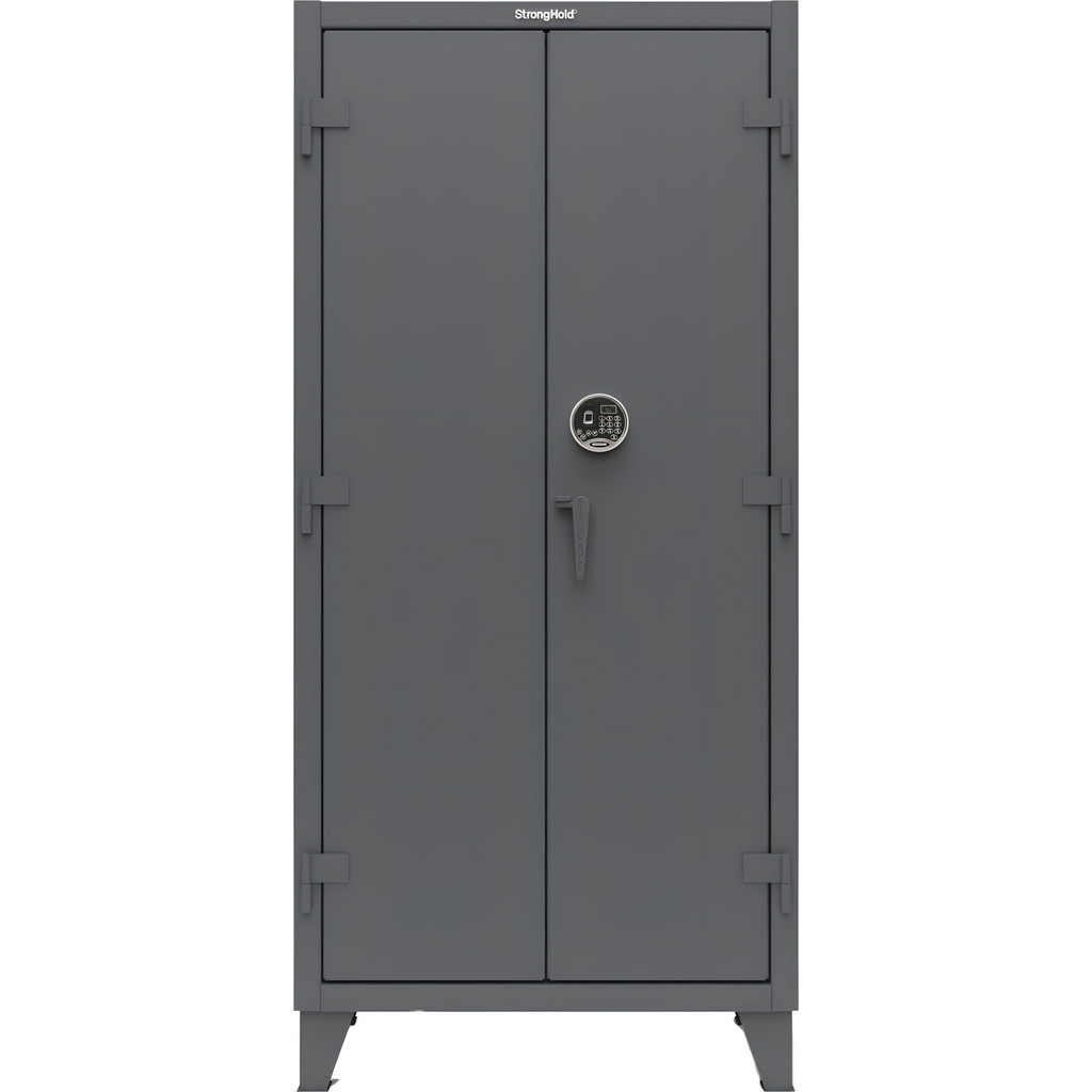 Strong Hold Steel Extreme Duty Cabinet: 36" Wide, 24" Deep, 78" High - 11000 lb Load Capacity, 4 Shelf, Electronic Lock & Padlock Hasp