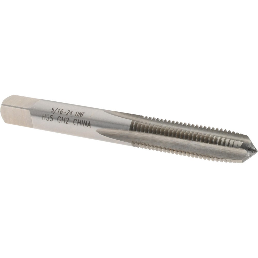 Straight Flute Tap: 5/16-24 UNF, 4 Flutes, Taper, High Speed Steel, Bright/Uncoated