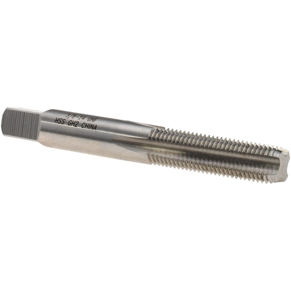 Straight Flute Tap: 3/8-24 UNF, 4 Flutes, Bottoming, High Speed Steel, Bright/Uncoated