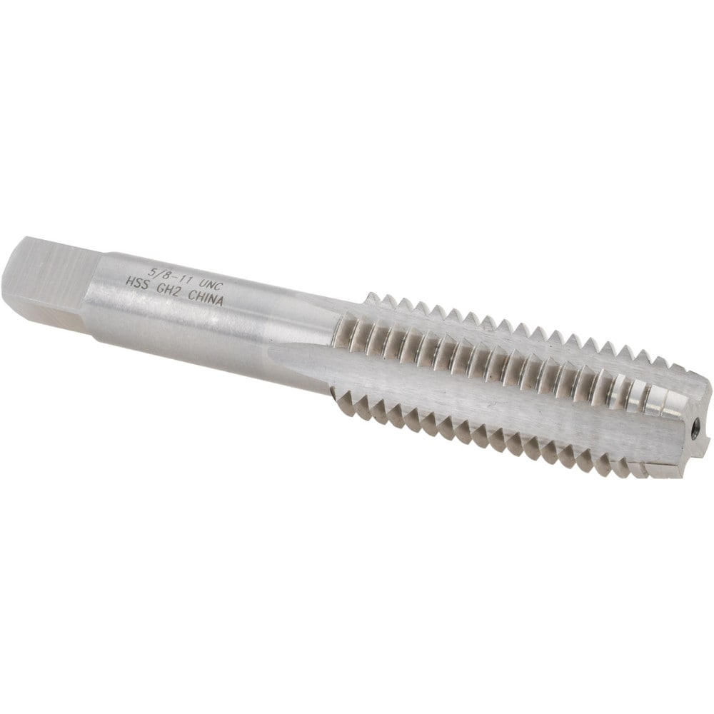 Straight Flute Tap: 5/8-11 UNC, 4 Flute, Plug Chamfer, HSS, Bright/Uncoated Finish