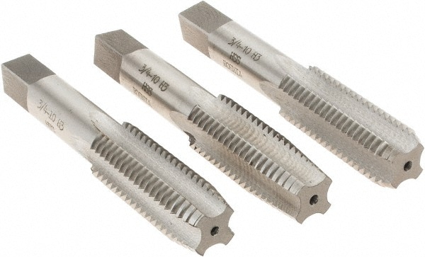 Value Collection MSC-04477139 Tap Set: 3/4-10 UNC, 4 Flute, High Speed Steel, Bright Finish Image