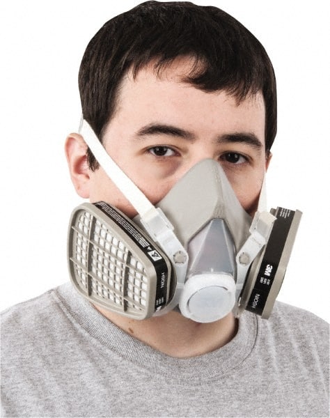 Half Facepiece Respirator with Cartridge: Medium, Thermoplastic Elastomer, Permanently Attached